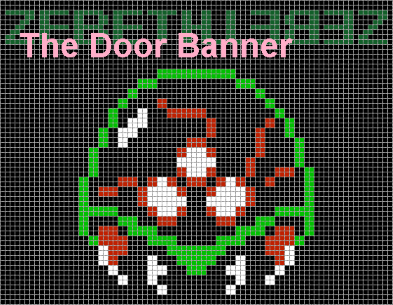 The Door Banner, over you guessed it, the banner's template. It has a kinda cool effect, at least on my screen, where the grid lines kinda look denser in some lines and dimmer in spots, just an aspect of the browser resizing kinda algorithm. Looks pretty cool.