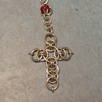 The cross of a chainmaille Rosary