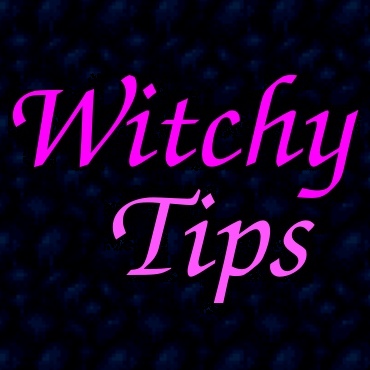 Witchy Tips written in hot pink lettering