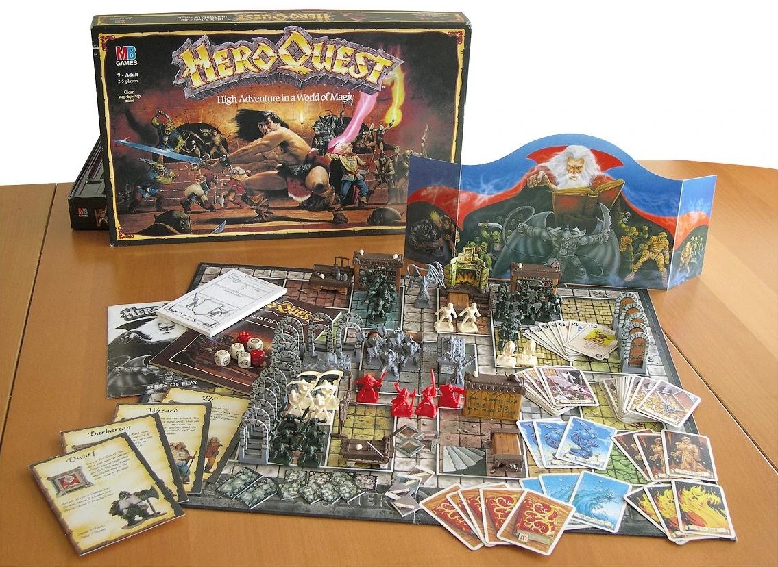 Photo of the HeroQuest box and contents, courtesy of the wiki
