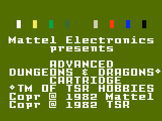 Mattel Electronics presents Advanced Dungeons and Dragons cartridge. 1982.